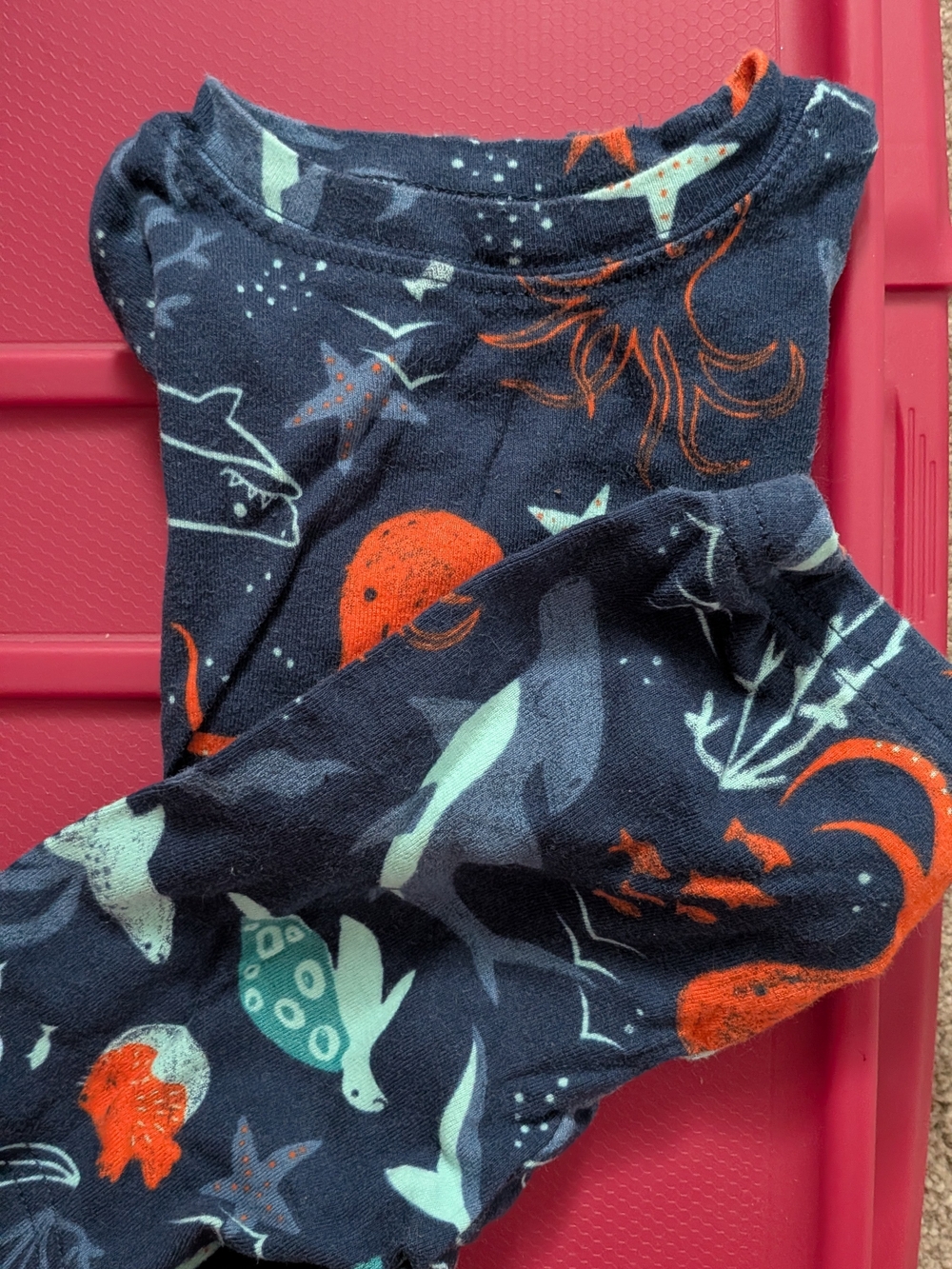 Carter's Navy Sleep Top with Orange & Mint Sea Creatures